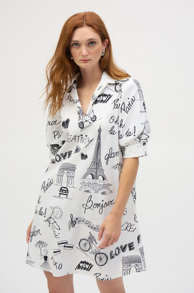 Joseph Ribkoff - Poplin Conversational Print A Line Dress