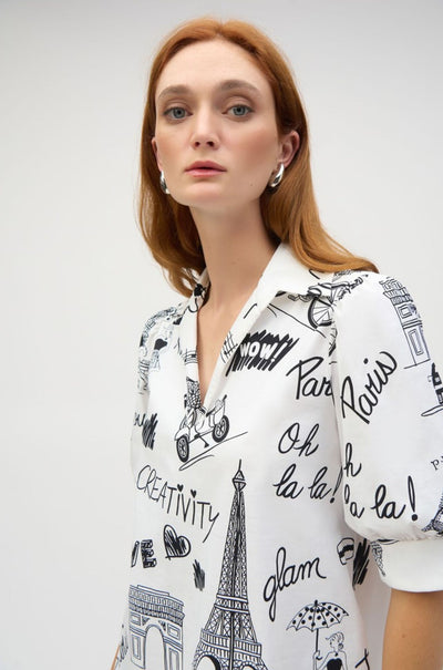 Joseph Ribkoff - Poplin Conversational Print A Line Dress