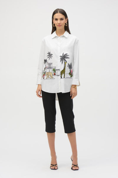 Joseph Ribkoff - Stretch Poplin Conversational Print Blouse
