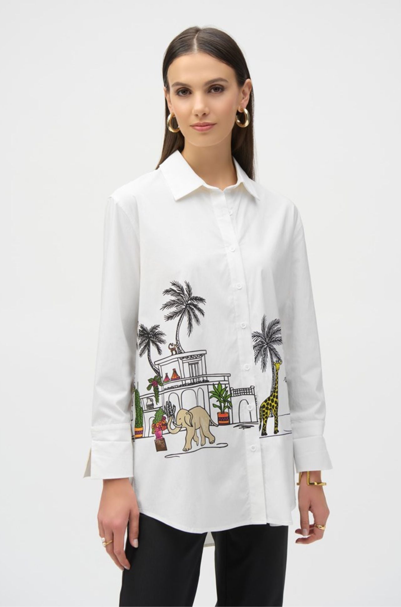 Joseph Ribkoff - Stretch Poplin Conversational Print Blouse