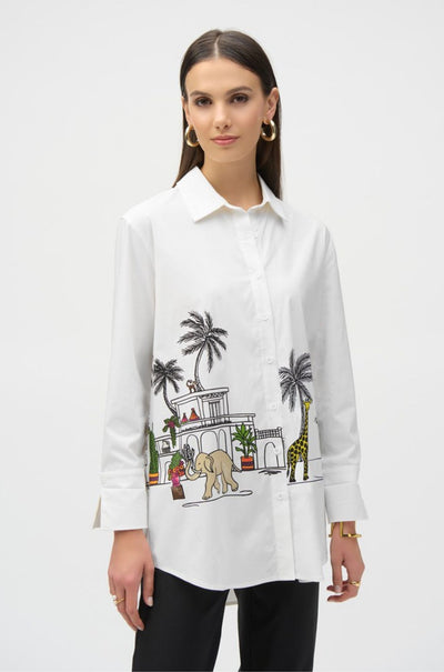Joseph Ribkoff - Stretch Poplin Conversational Print Blouse
