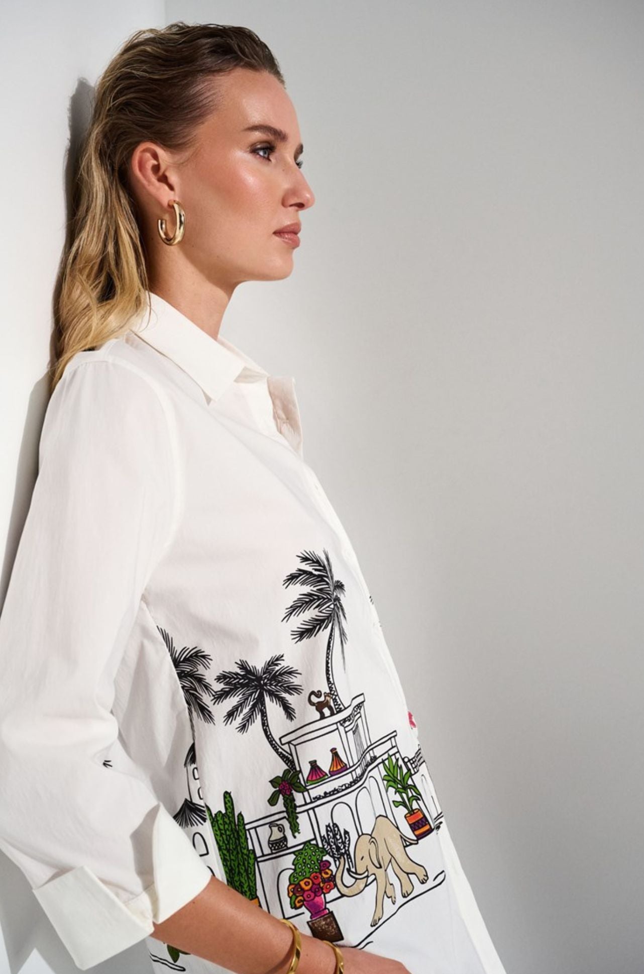 Joseph Ribkoff - Stretch Poplin Conversational Print Blouse