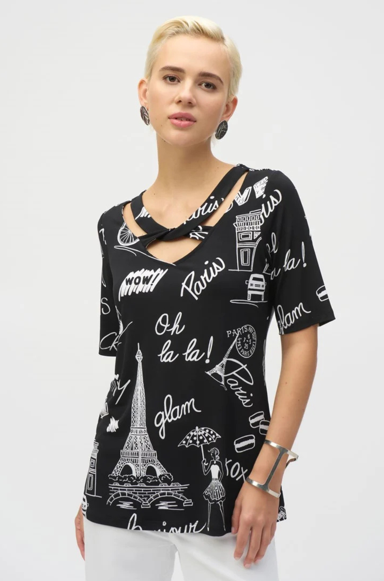 Joseph Ribkoff - Silky Knit Conversational Print Fitted Tunic