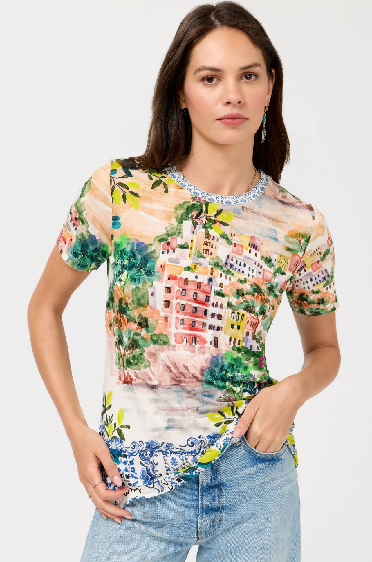 Johnny Was - The Janie Favorite Short Sleeve Crew Neck Tee in Olympe