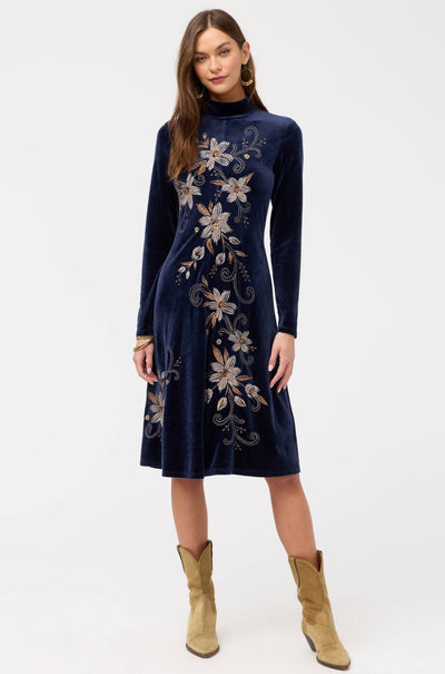 Johnny Was - Velour Mock Neck Dress in Corinthe