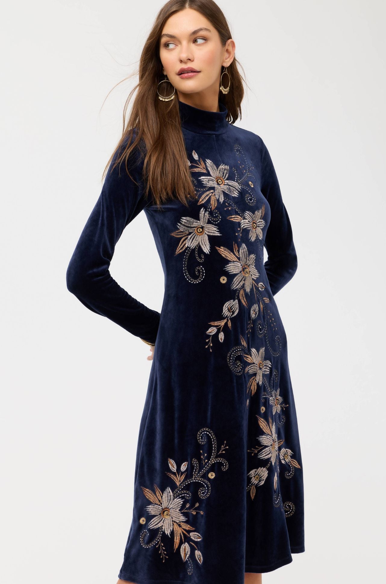 Johnny Was - Velour Mock Neck Dress in Corinthe