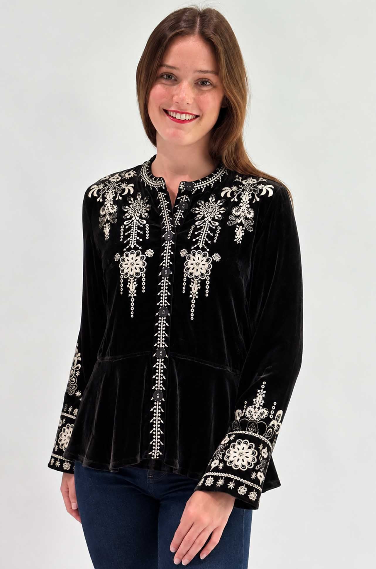 Johnny Was - Velvet Peplum Jacket in Marik