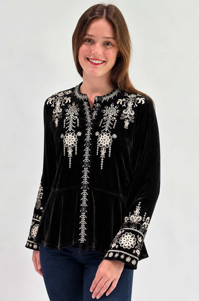 Johnny Was - Velvet Peplum Jacket in Marik
