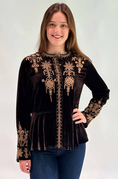 Johnny Was - Velvet Peplum Jacket in Marik