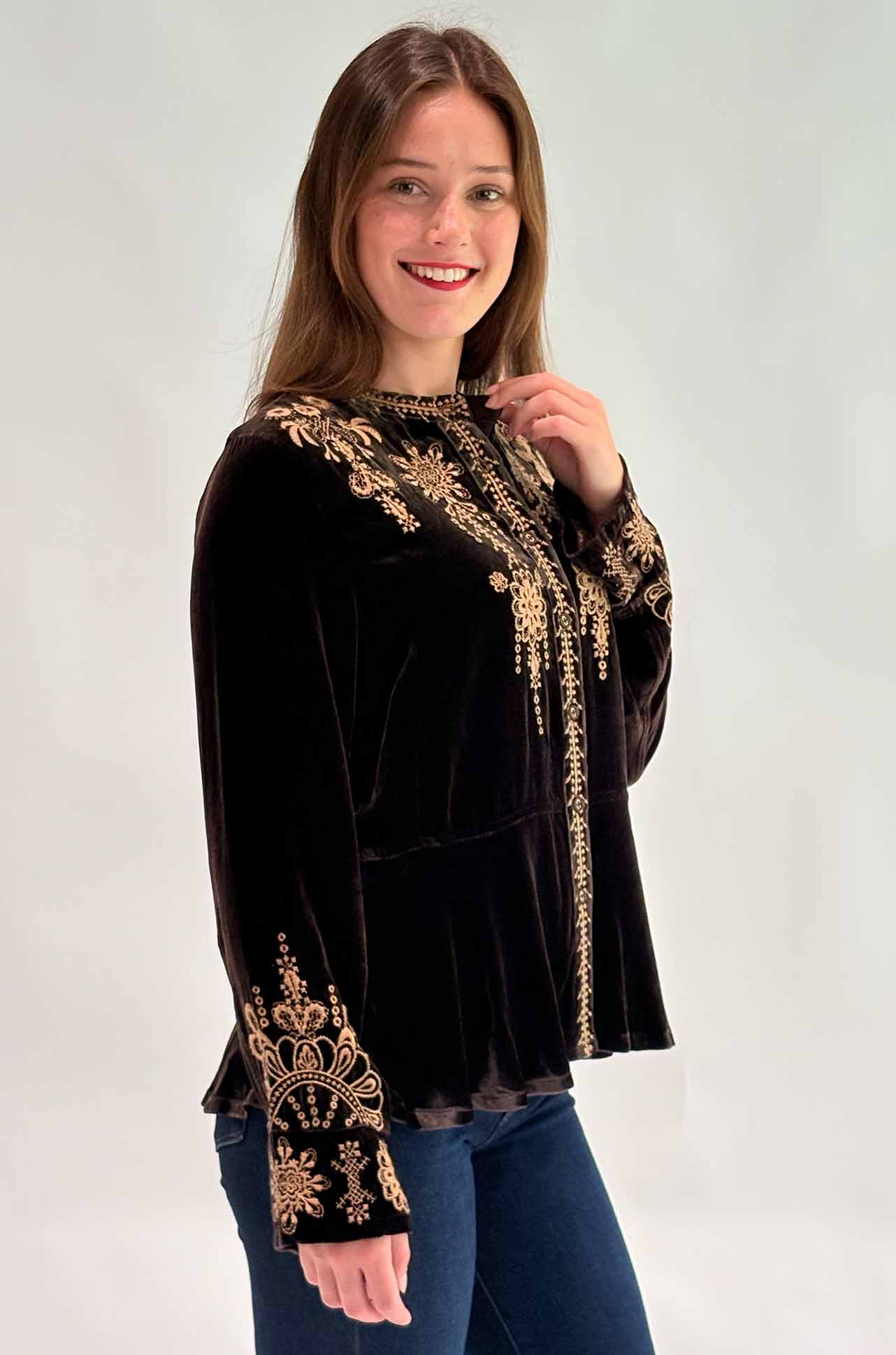 Johnny Was - Velvet Peplum Jacket in Marik