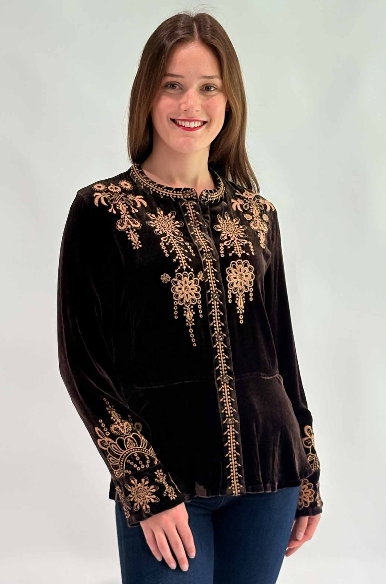 Johnny Was - Velvet Peplum Jacket in Marik