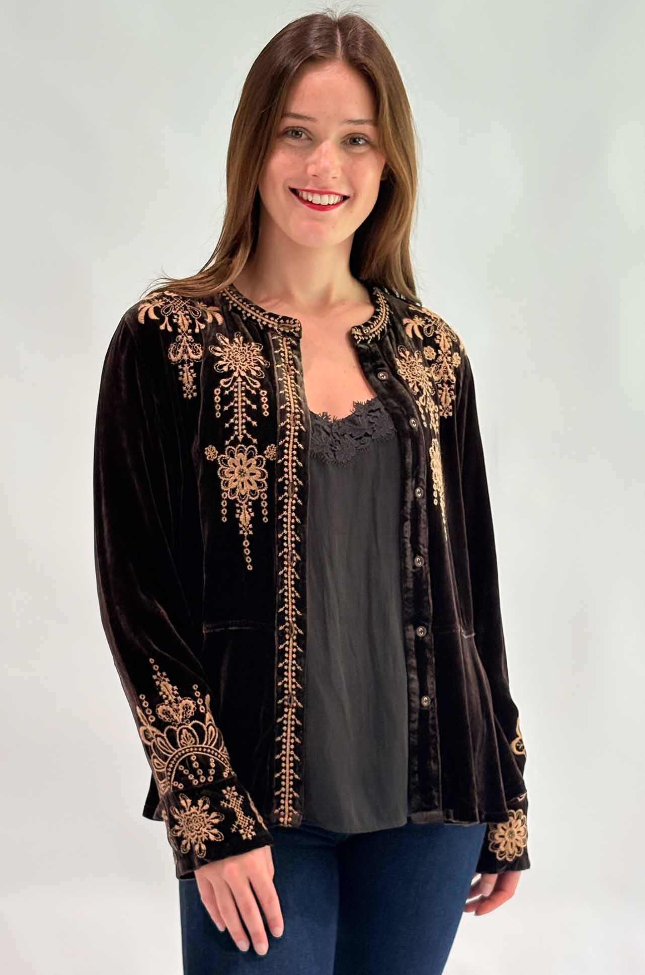 Johnny Was - Velvet Peplum Jacket in Marik