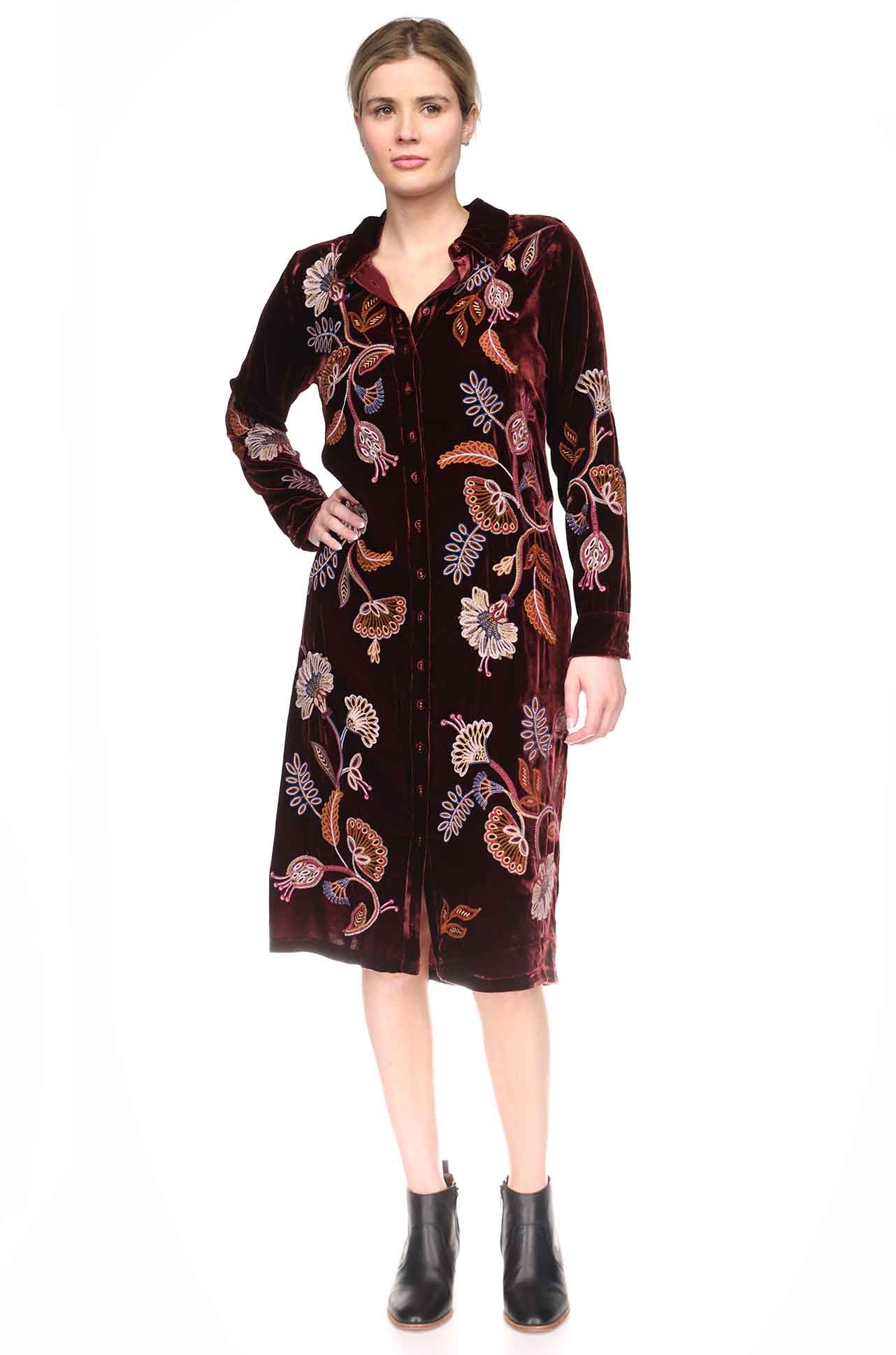Johnny Was - Velvet Shirt Dress in Gineva