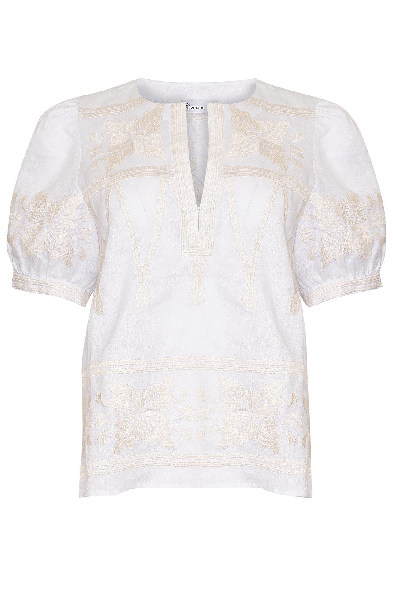 zoe kratzmann - venture top in porcelain embroidery