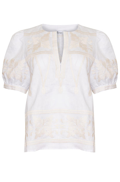 zoe kratzmann - venture top in porcelain embroidery