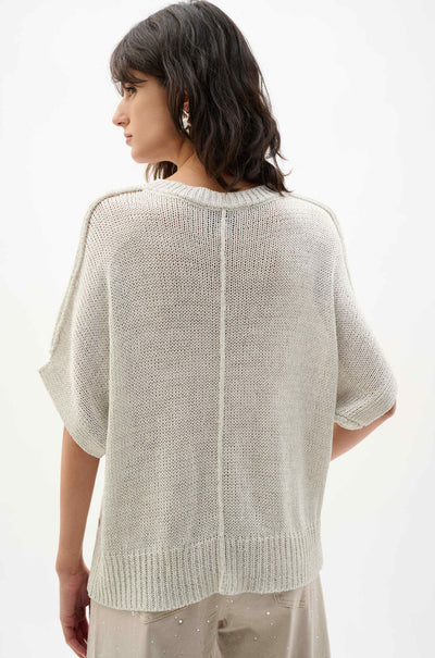 Joseph Ribkoff - Viscose and Lurex Sweater Knit Relaxed Top