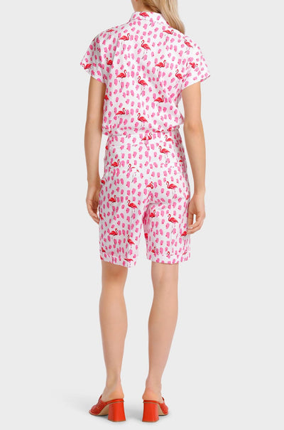 Marc Cain - Blouse with Tonal Flamingo Print