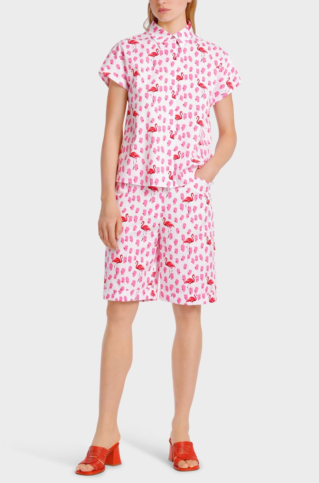 Marc Cain - Blouse with Tonal Flamingo Print