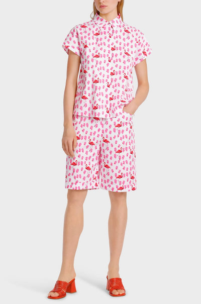 Marc Cain - Blouse with Tonal Flamingo Print