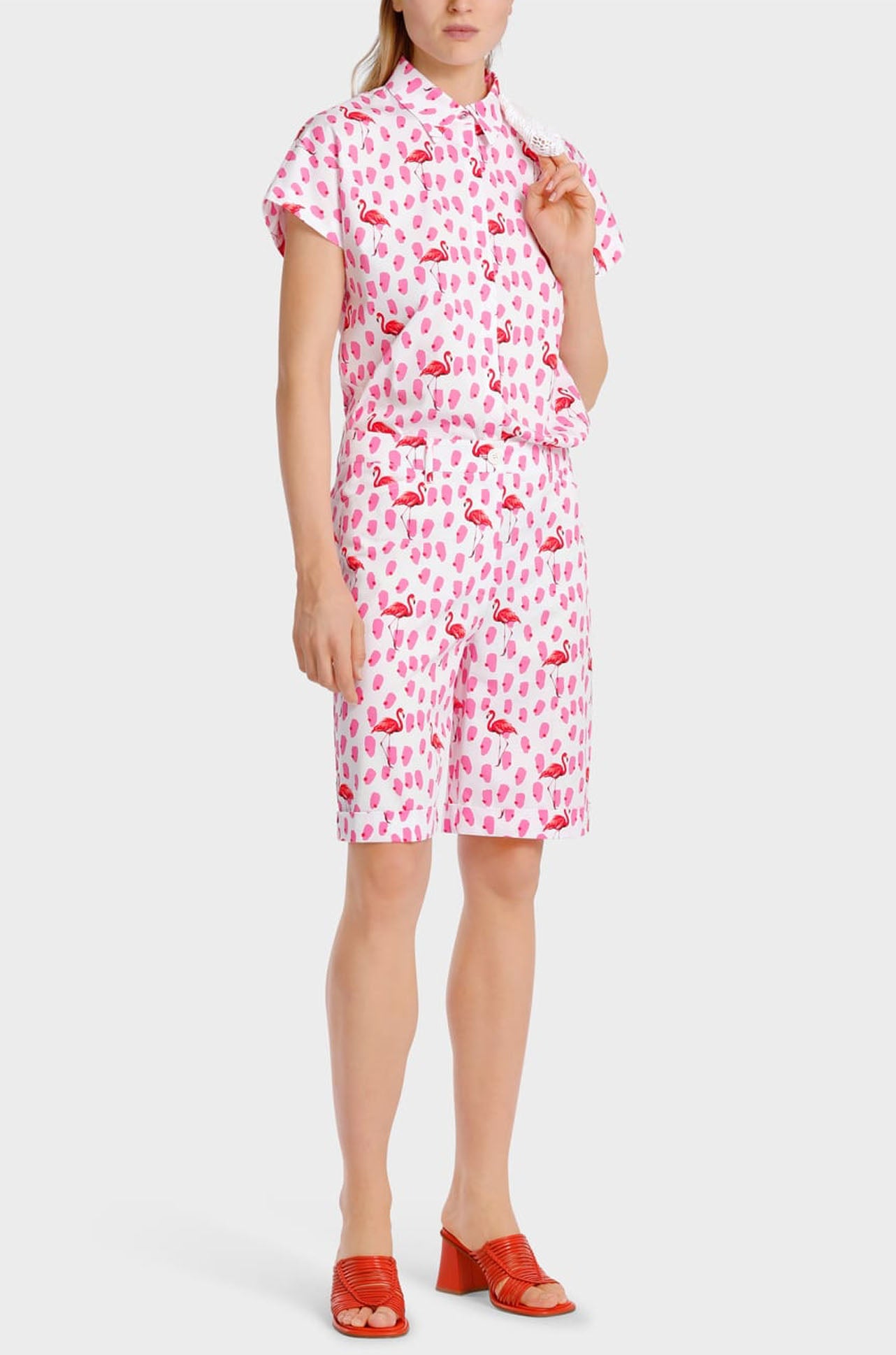 Marc Cain - Blouse with Tonal Flamingo Print