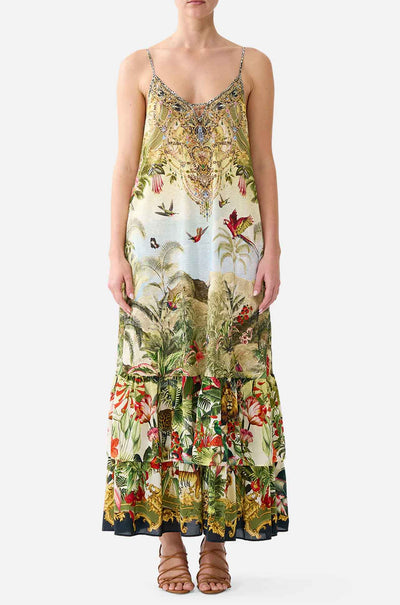 Camilla - Wanderlust Empire Strappy Maxi Dress w/ Tiers