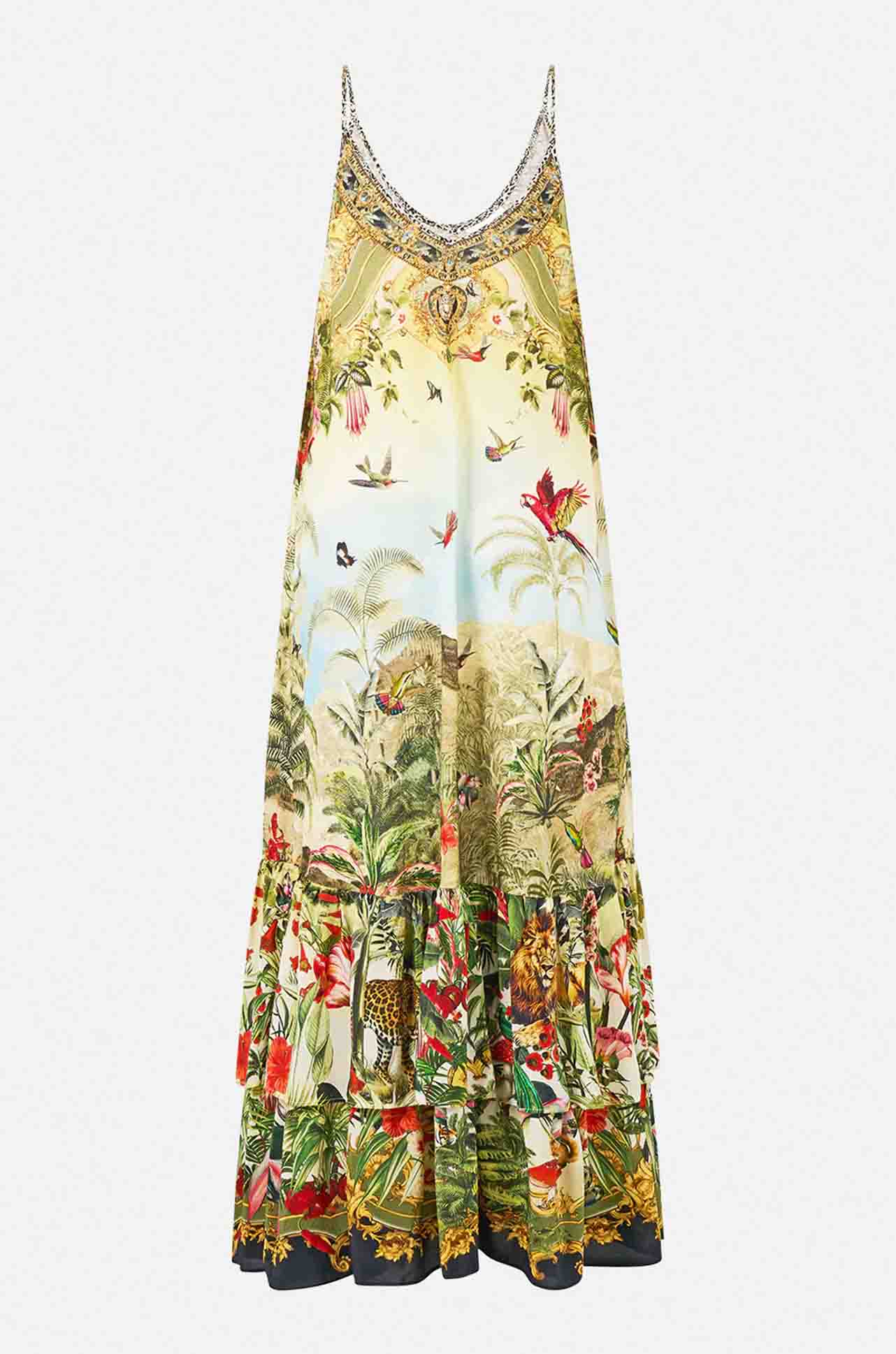 Camilla - Wanderlust Empire Strappy Maxi Dress w/ Tiers