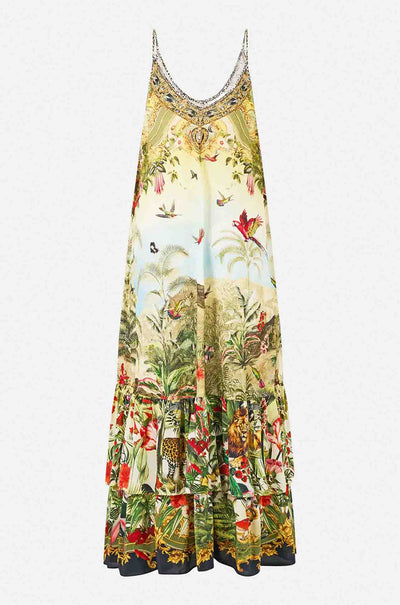 Camilla - Wanderlust Empire Strappy Maxi Dress w/ Tiers