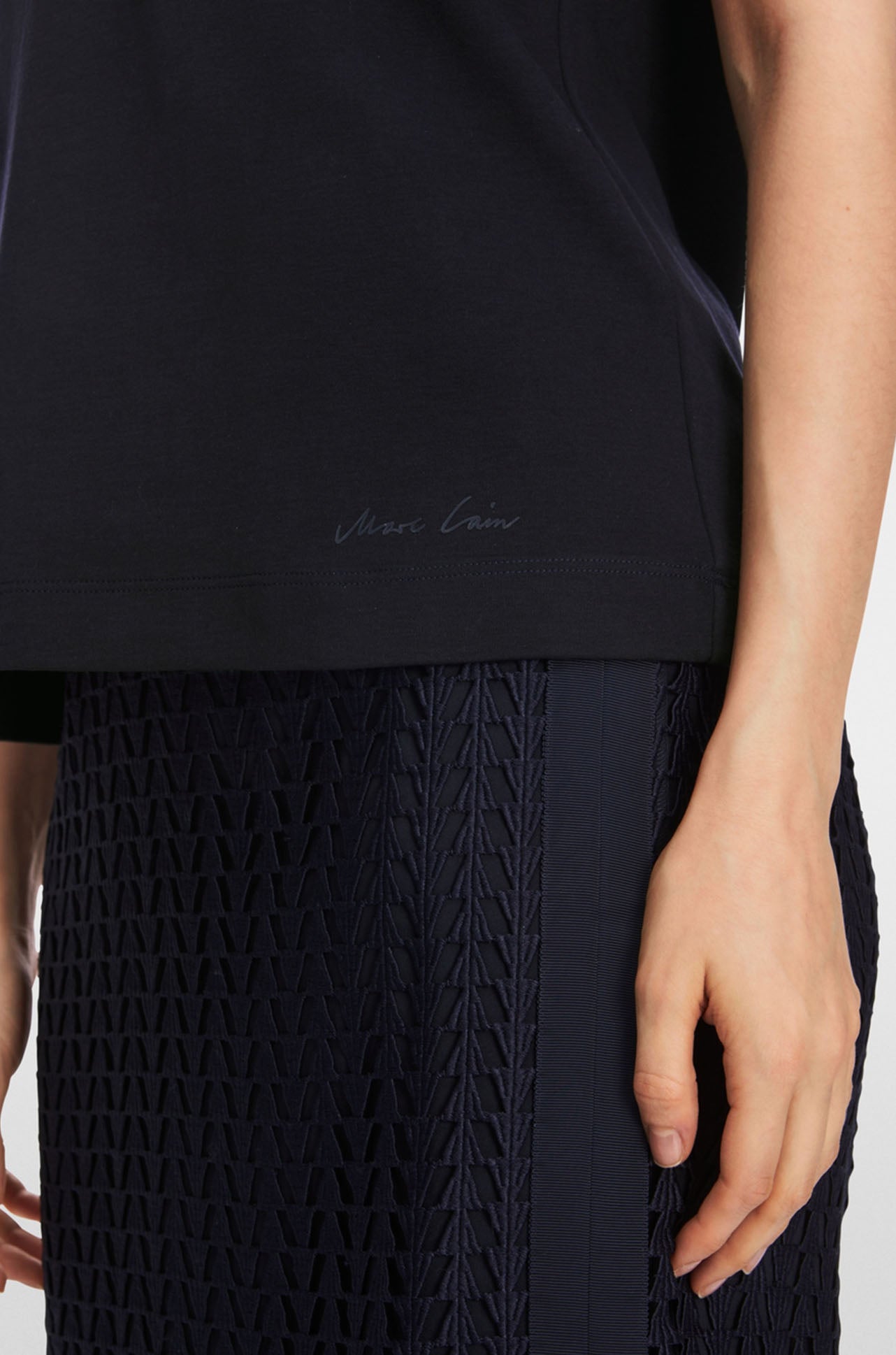Marc Cain - T-shirt with Rhinestone Details in Midnight Blue