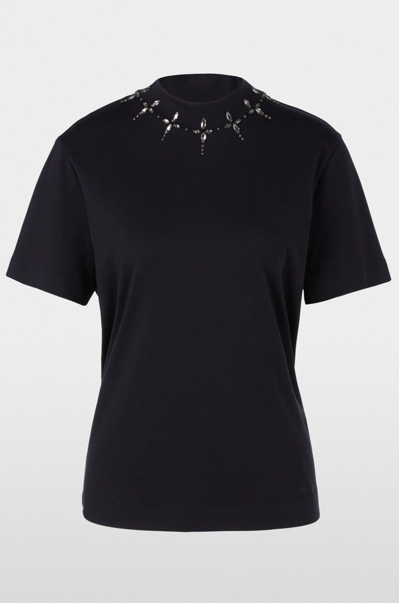 Marc Cain - T-shirt with Rhinestone Details in Midnight Blue