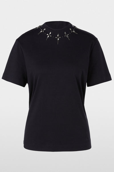 Marc Cain - T-shirt with Rhinestone Details in Midnight Blue