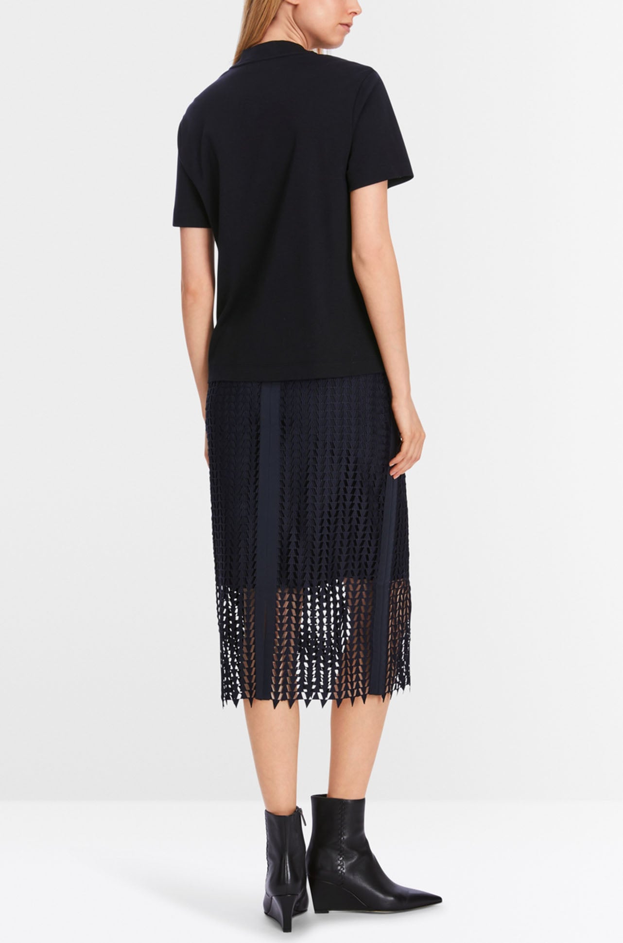 Marc Cain - T-shirt with Rhinestone Details in Midnight Blue