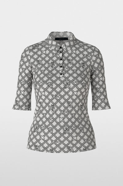 Marc Cain - Polo Shirt with Marc Cain Chain Print