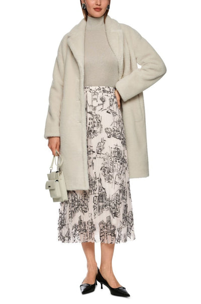 Marc Cain - Pleated Skirt with City Motif