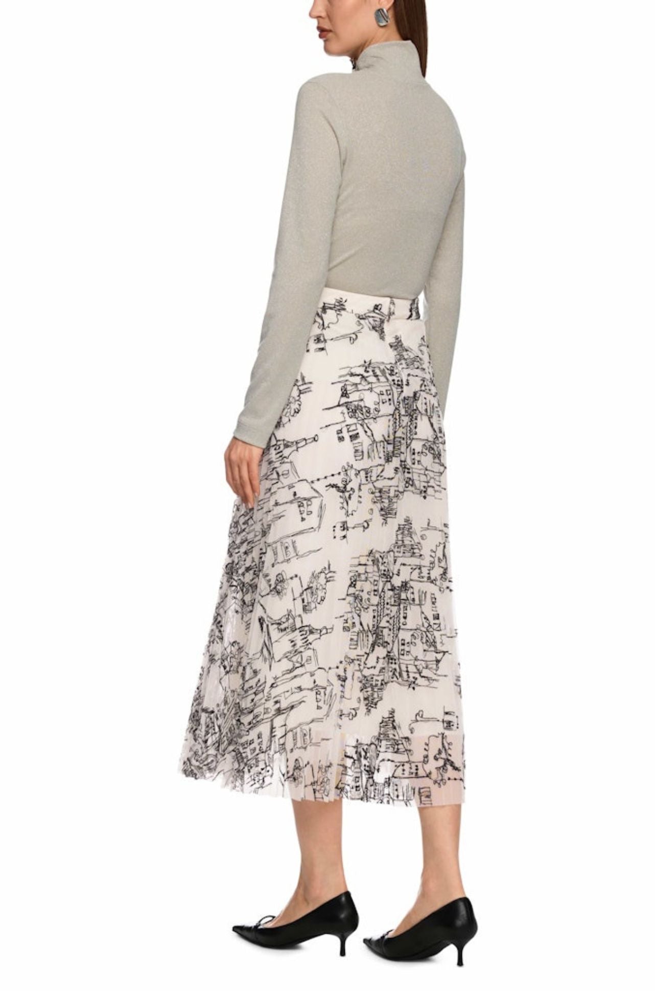 Marc Cain - Pleated Skirt with City Motif