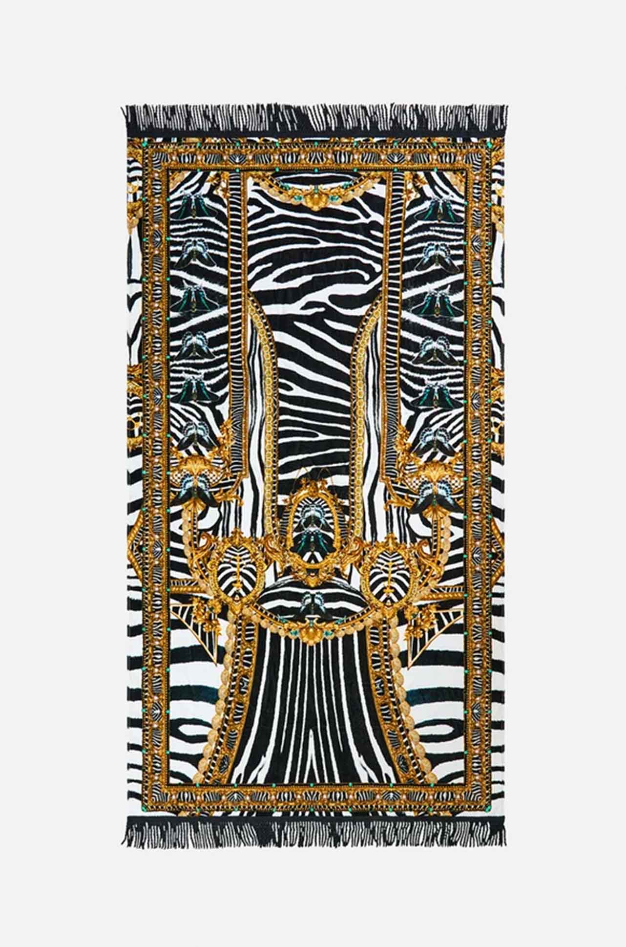 Camilla - Zig Zag Zoo Beach Towel w/ Fringe