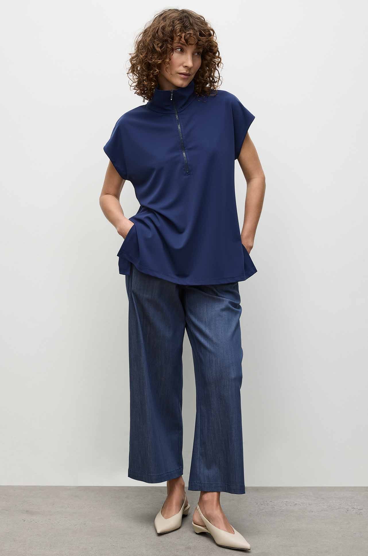 Mela Purdie - Zip Front Shell in Powder Knit in Sapphire