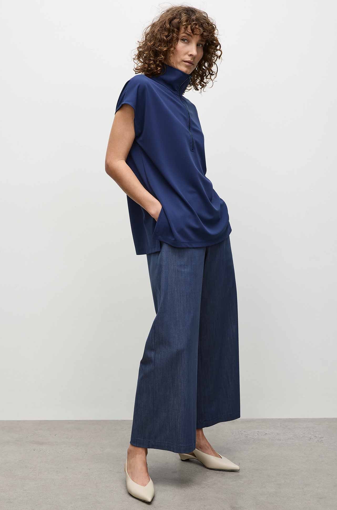 Mela Purdie - Zip Front Shell in Powder Knit in Sapphire