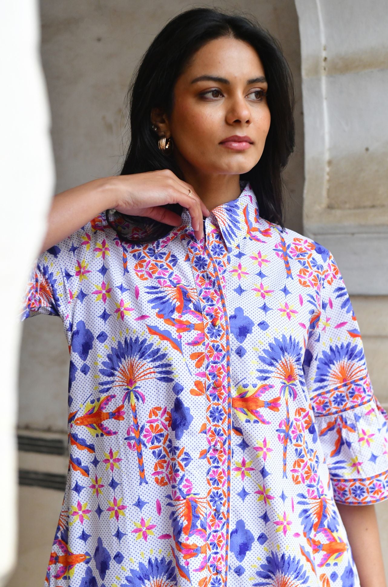 Azure and Indigo - Bird Of Paradise Shirt Dress