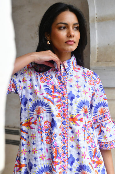 Azure and Indigo - Bird Of Paradise Shirt Dress