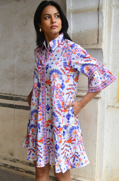 Azure and Indigo - Bird Of Paradise Shirt Dress