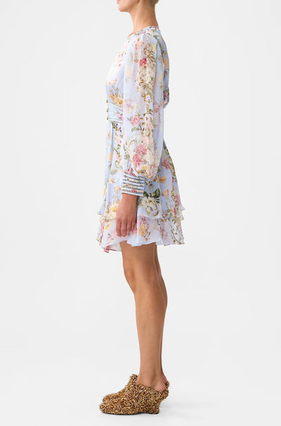 Camilla - Tiled In Time Button Front Frill Dress