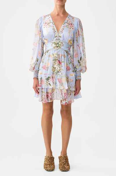Camilla - Tiled In Time Button Front Frill Dress