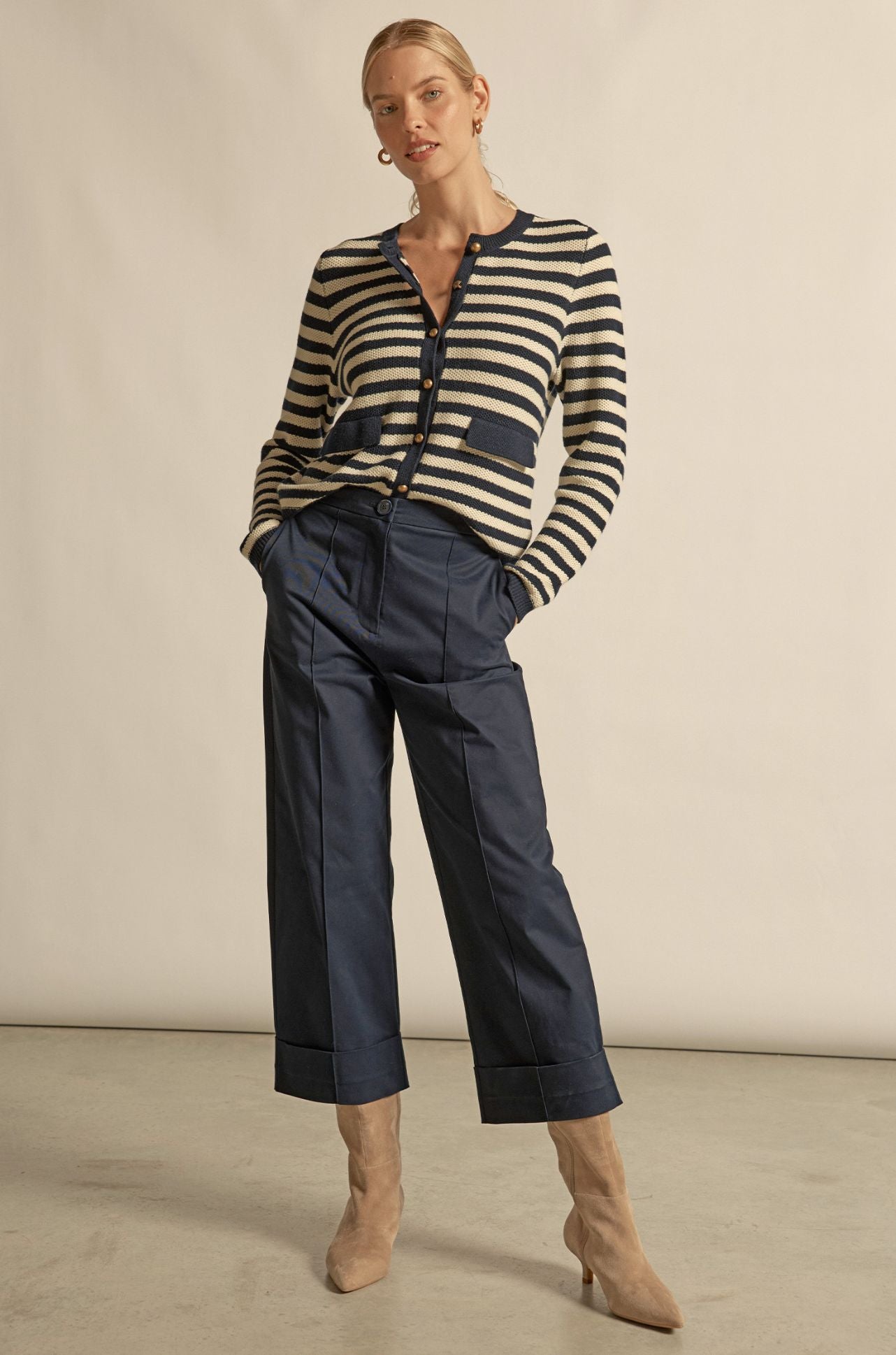 Zoe Kratzmann - camber knit in midnight cream stripe