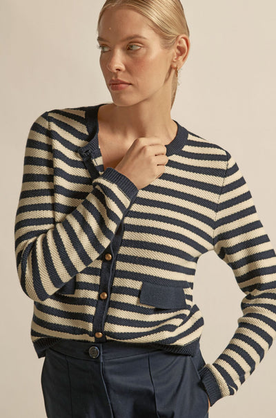 Zoe Kratzmann - camber knit in midnight cream stripe