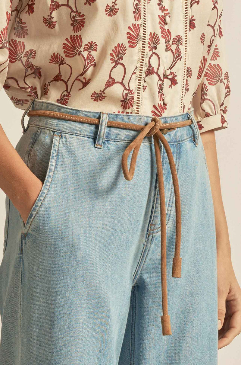 Zoe Kratzmann - corded belt in cinnamon suede