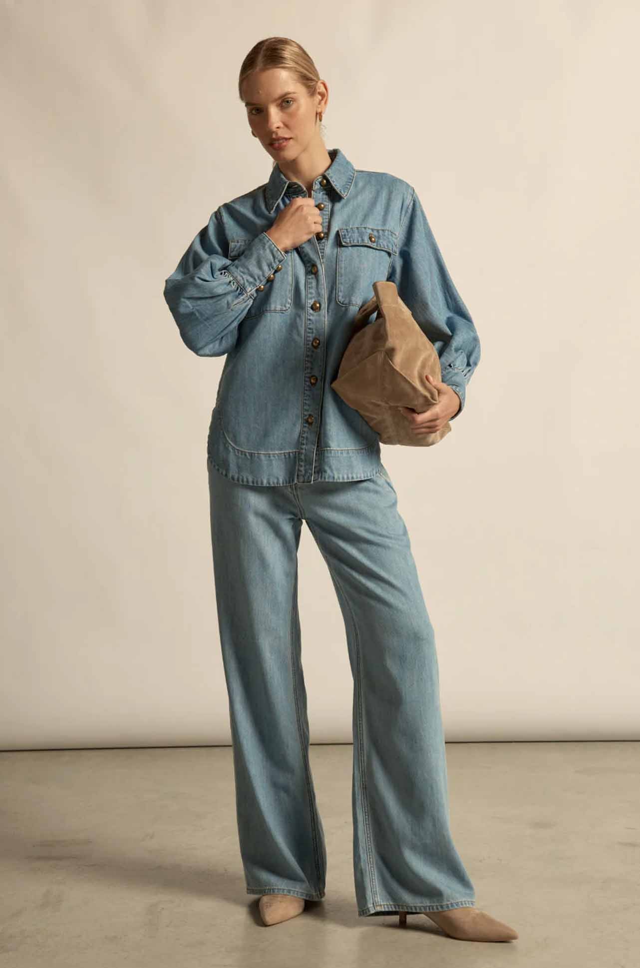 Zoe Kratzmann - crest top in light washed denim