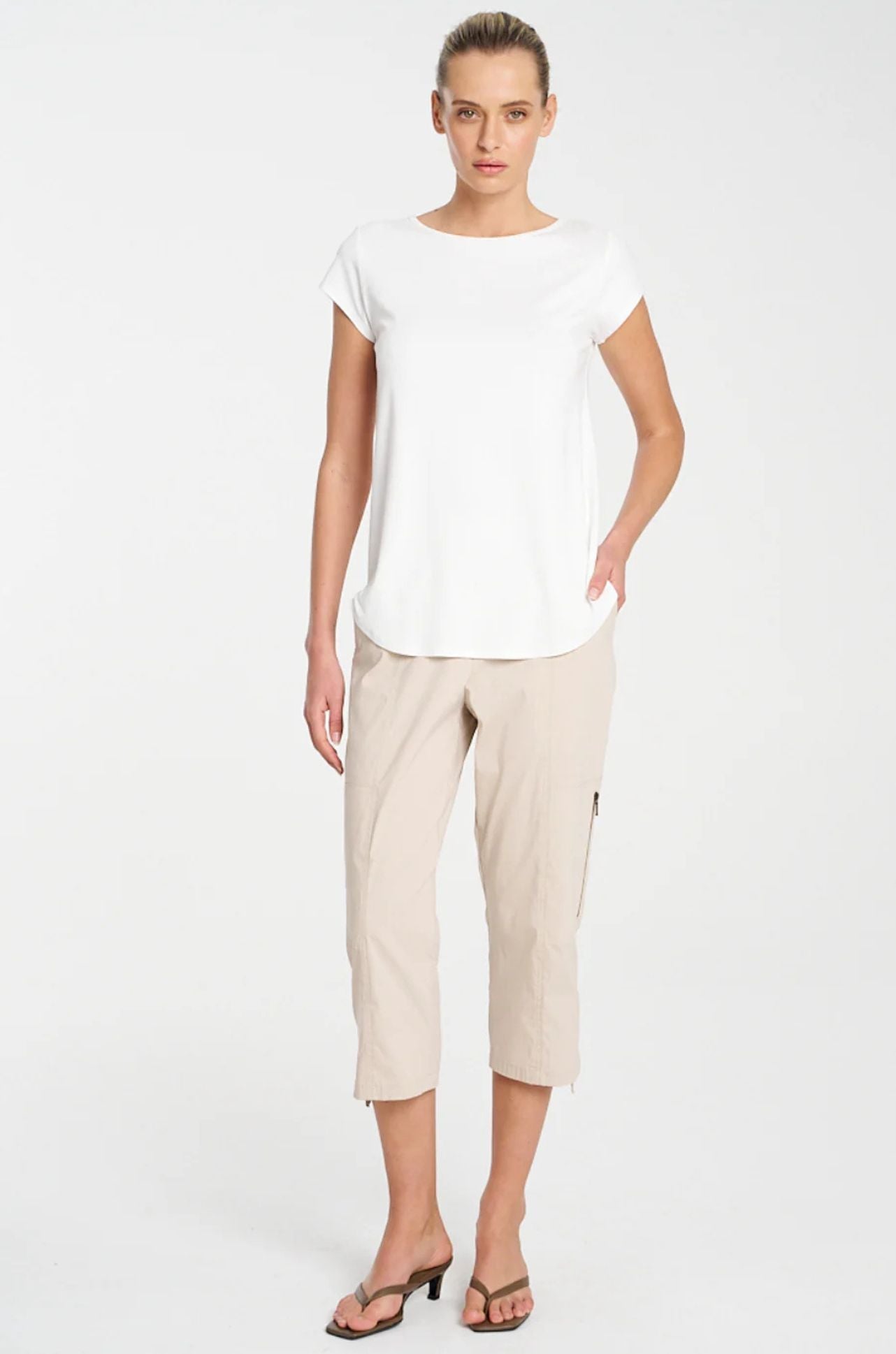 Mela Purdie - Cropped Zip Cargo in Biscotti