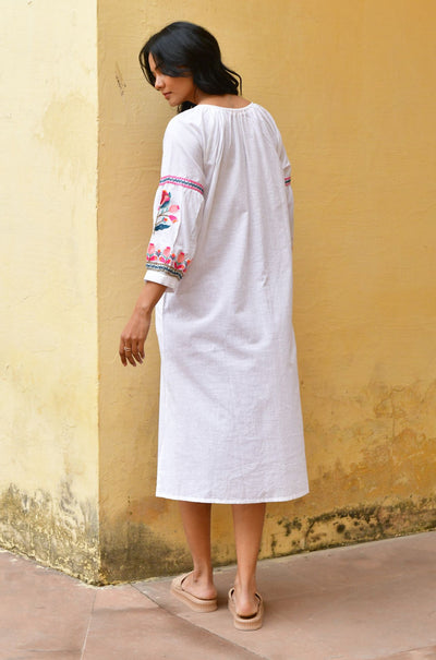 Azure and Indigo - Hummingbird Embroidered Kaftan