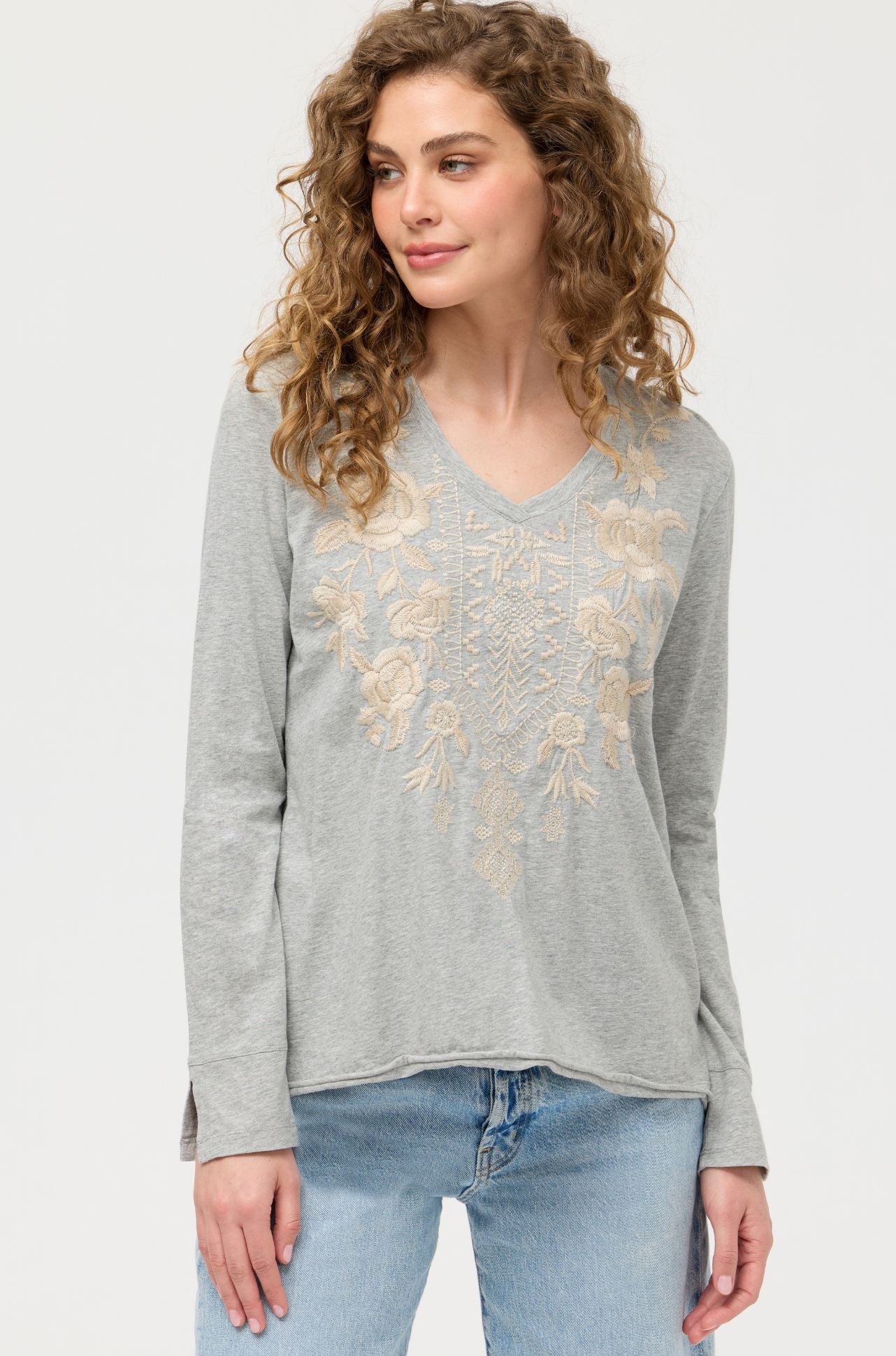 Johnny Was - Slit Sleeve Tee in Carmelita