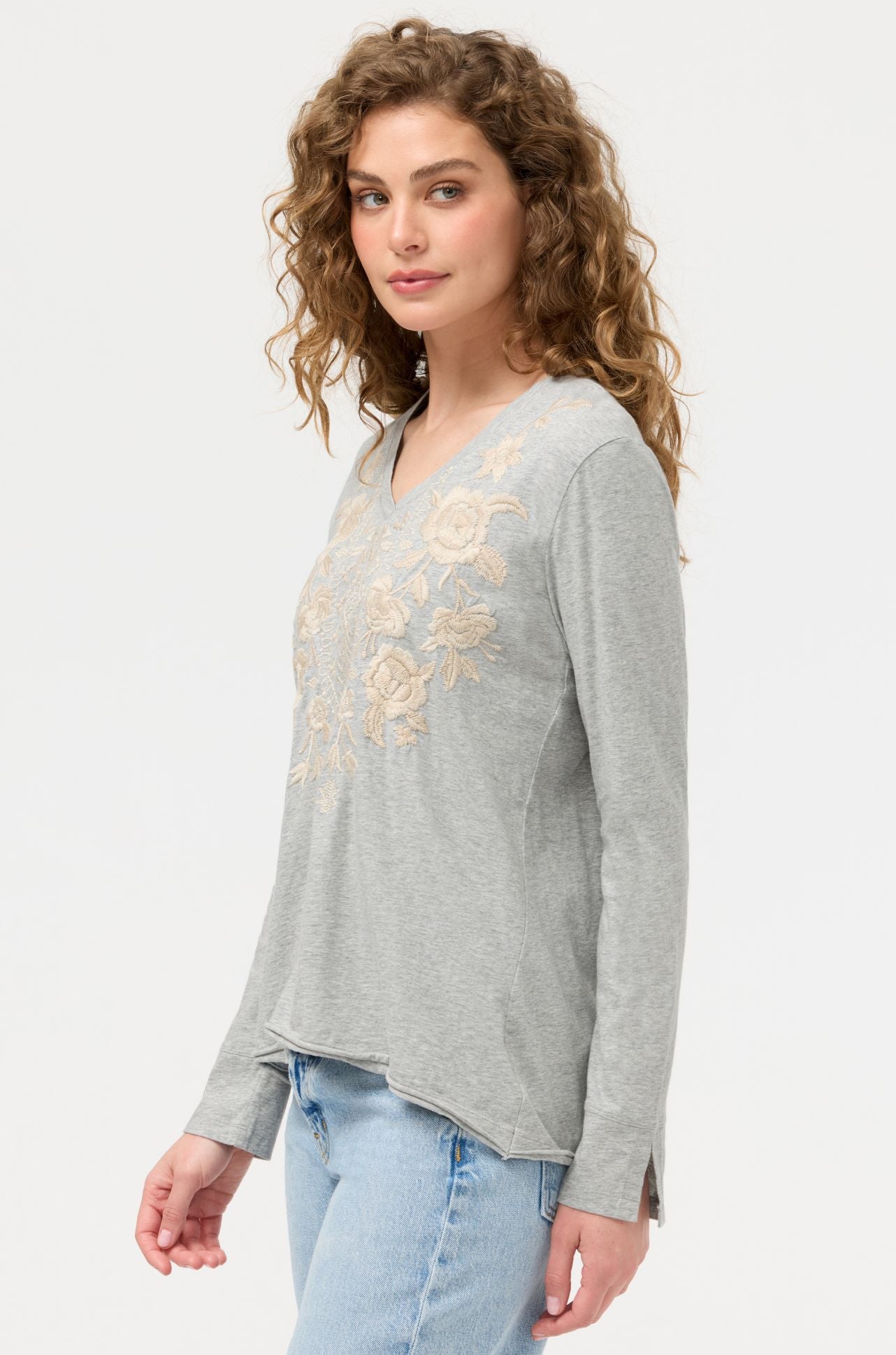 Johnny Was - Slit Sleeve Tee in Carmelita